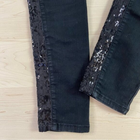 2B bebe black jeans lightweight skinny sequins embellishments skinny mid rise 27 - Picture 5 of 12